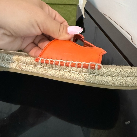 Gucci  Deep Orange G Interlocking Cut Out Espadrille Sandals -Box & Dust Bag 37 - Picture 6 of 10